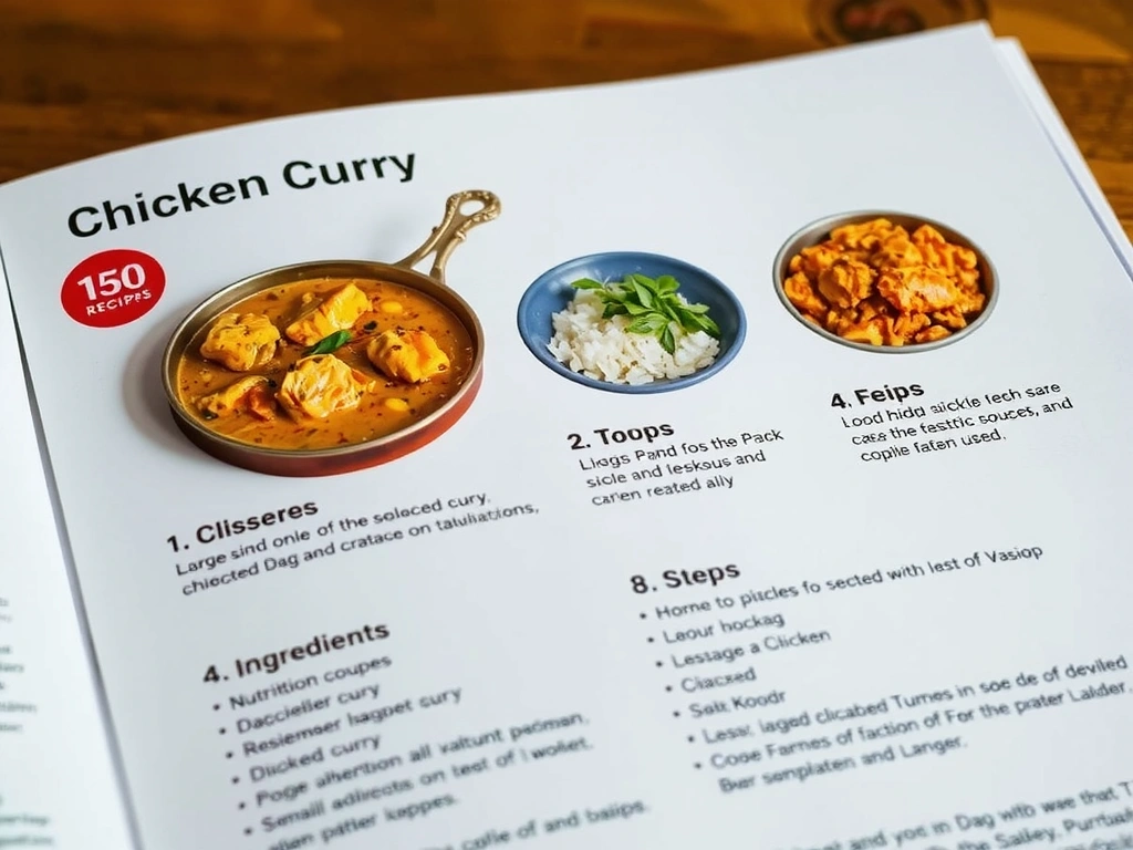 Nahaufnahme Rezeptseite Hähnchen-Curry